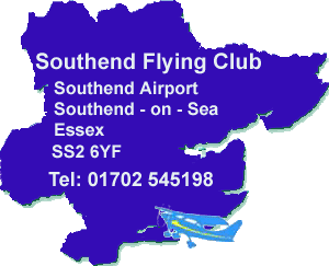 Map of Essex showing Southend Flying Club an Essex Flying Club